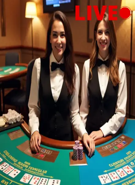 Sảnh casino live OKFUN với dealer chia bài trực tiếp chuyên nghiệp